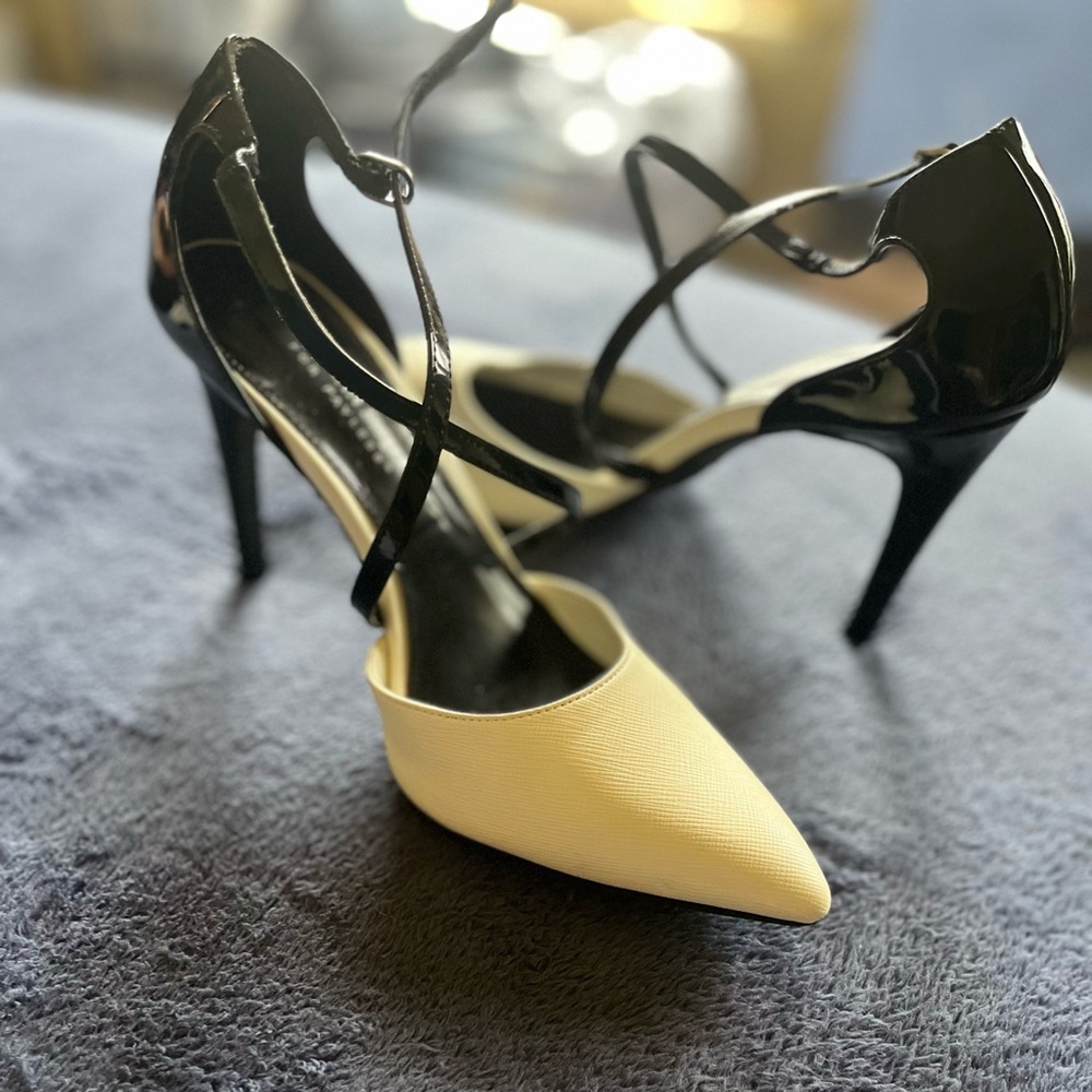 Black and white heels